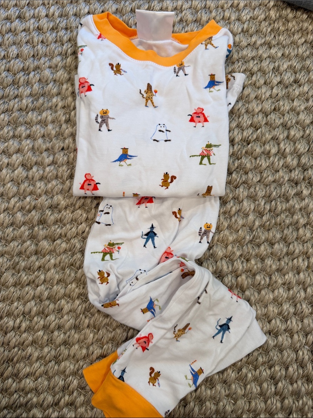 Lake Kids Halloween Pajama Set - White with Orange Trim
